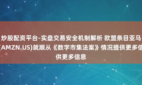 炒股配资平台-实盘交易安全机制解析 欧盟条目亚马逊(AMZN.US)就顺从《数字市集法案》情况提供更多信息
