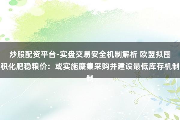 炒股配资平台-实盘交易安全机制解析 欧盟拟囤积化肥稳粮价：或实施麇集采购并建设最低库存机制